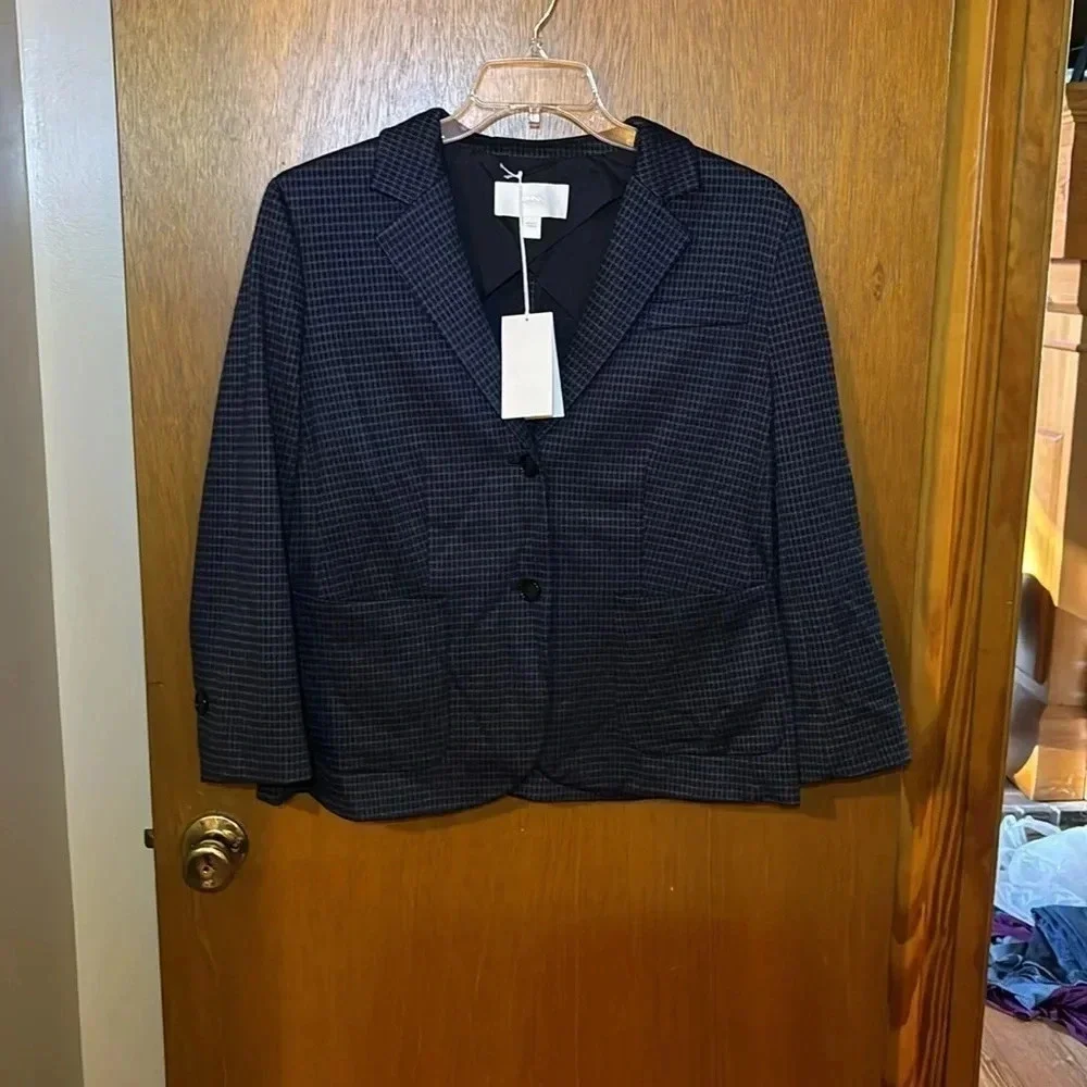 Hugo Boss Jandira Blazer Jacket Coat Suit Women's Size M Medium Blue $545 NWT